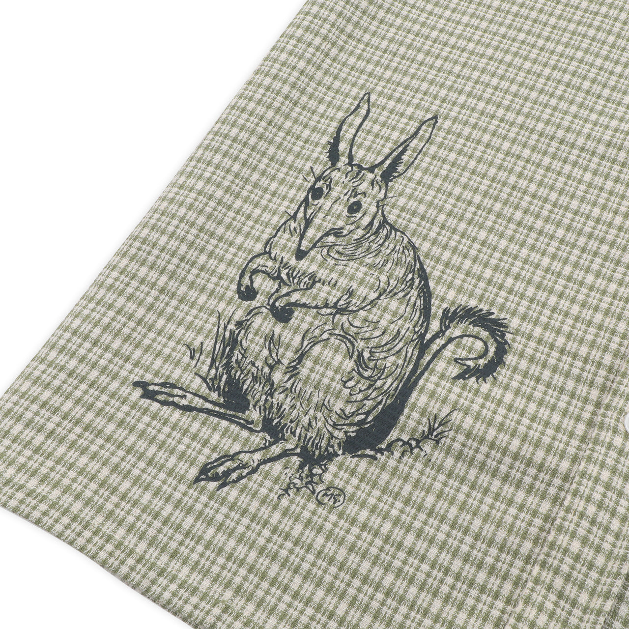 PASS~PORT X MAY GIBBS - BUSH GREETINGS WORKERS CHECK SHIRT S/S - MOSS GREEN