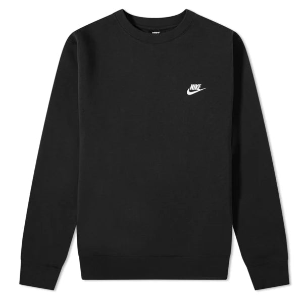 NIKE - CLUB FLEECE CREW - BLACK / WHITE