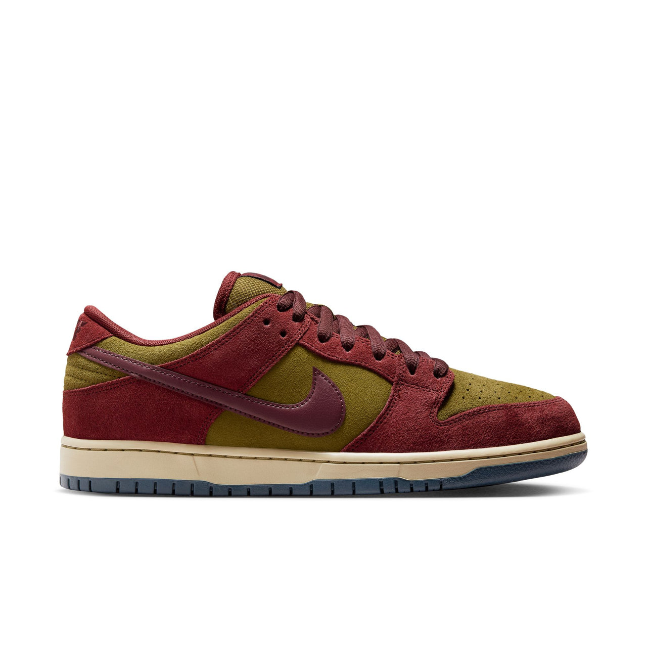 NIKE SB - DUNK LOW PRO - DARK TEAM RED / BURGUNDY CRUSH-OLIVE FLAK