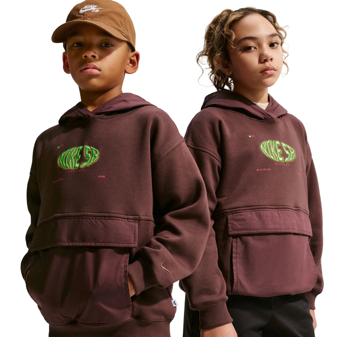 NIKE SB - OLDER KIDS' PULLOVER SKATE HOODIE - LIGHT CHOCOLATE