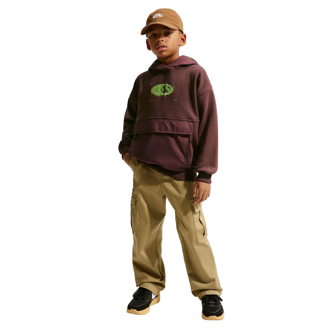 NIKE SB - OLDER KIDS' PULLOVER SKATE HOODIE - LIGHT CHOCOLATE