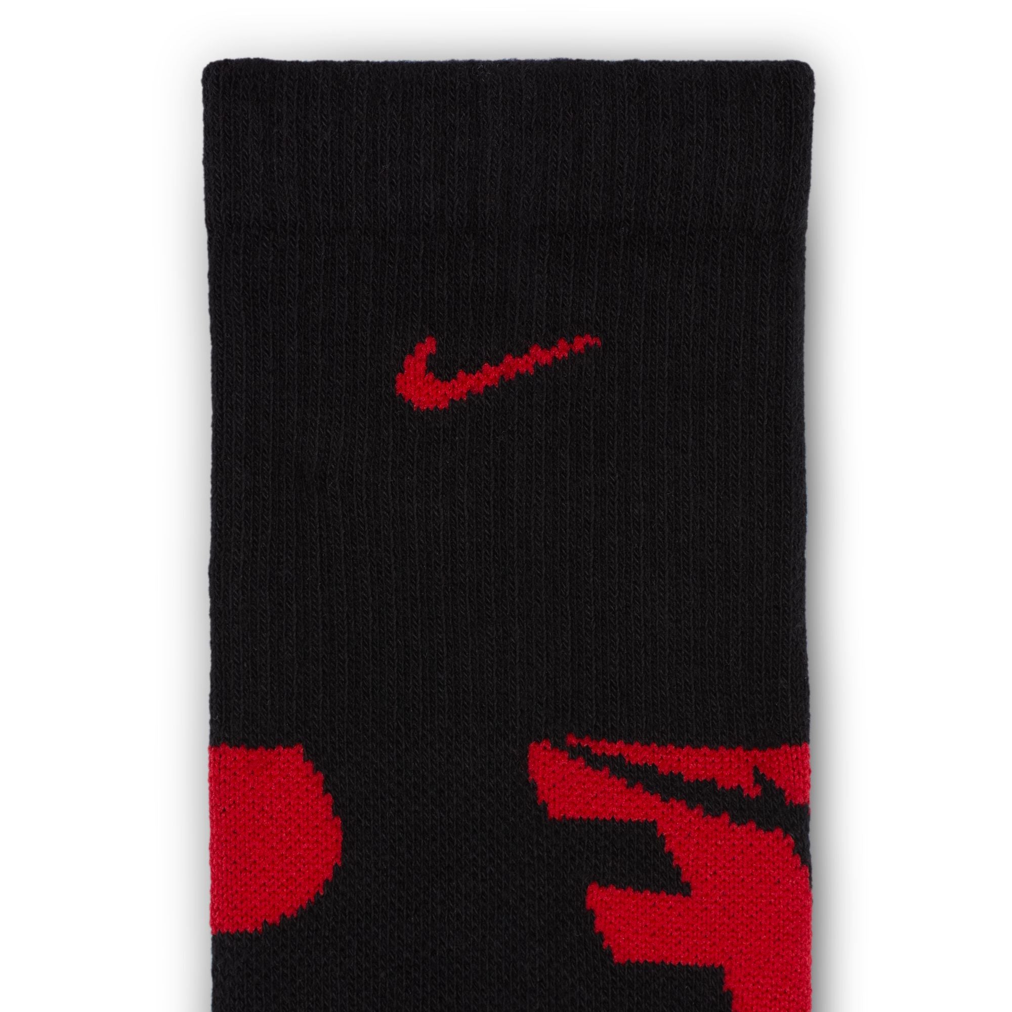 black nike socks with red swoosh