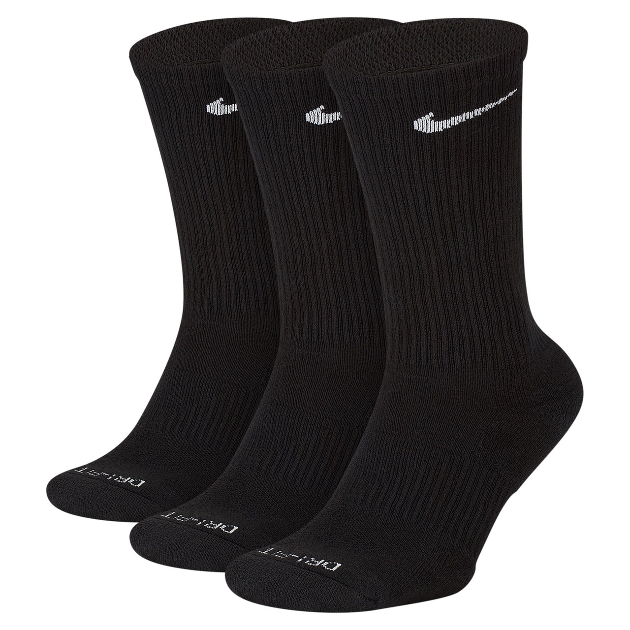 NIKE - EVERYDAY PLUS CUSHIONED TRAINING CREW SOCKS (3 PAIRS) - BLACK / WHITE