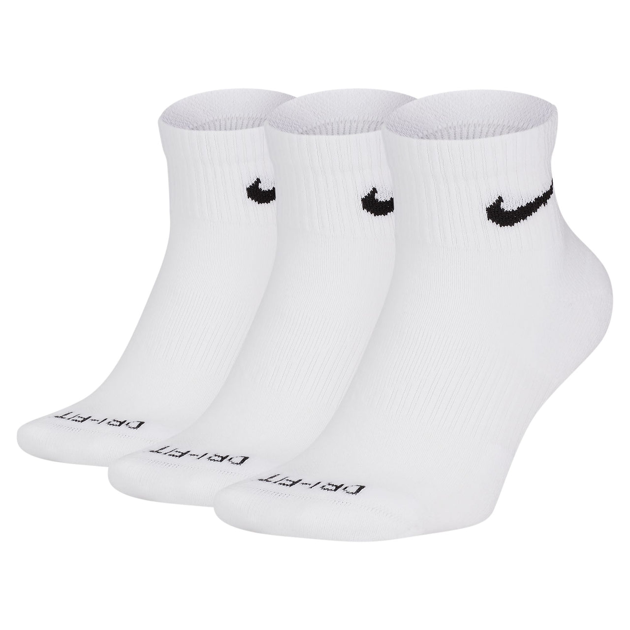 NIKE - EVERYDAY PLUS CUSHIONED TRAINING ANKLE SOCKS (3 PAIRS) - WHITE / BLACK