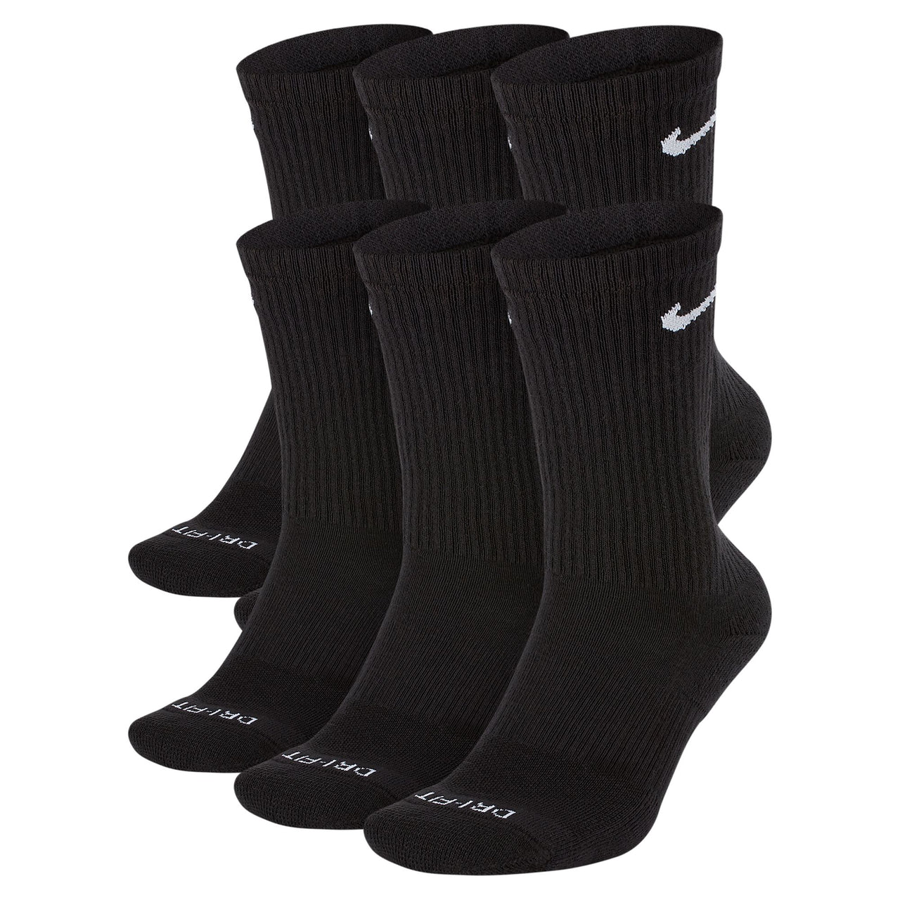 NIKE - EVERYDAY PLUS CUSHION CREW SOCKS 6-PACK - BLACK / WHITE