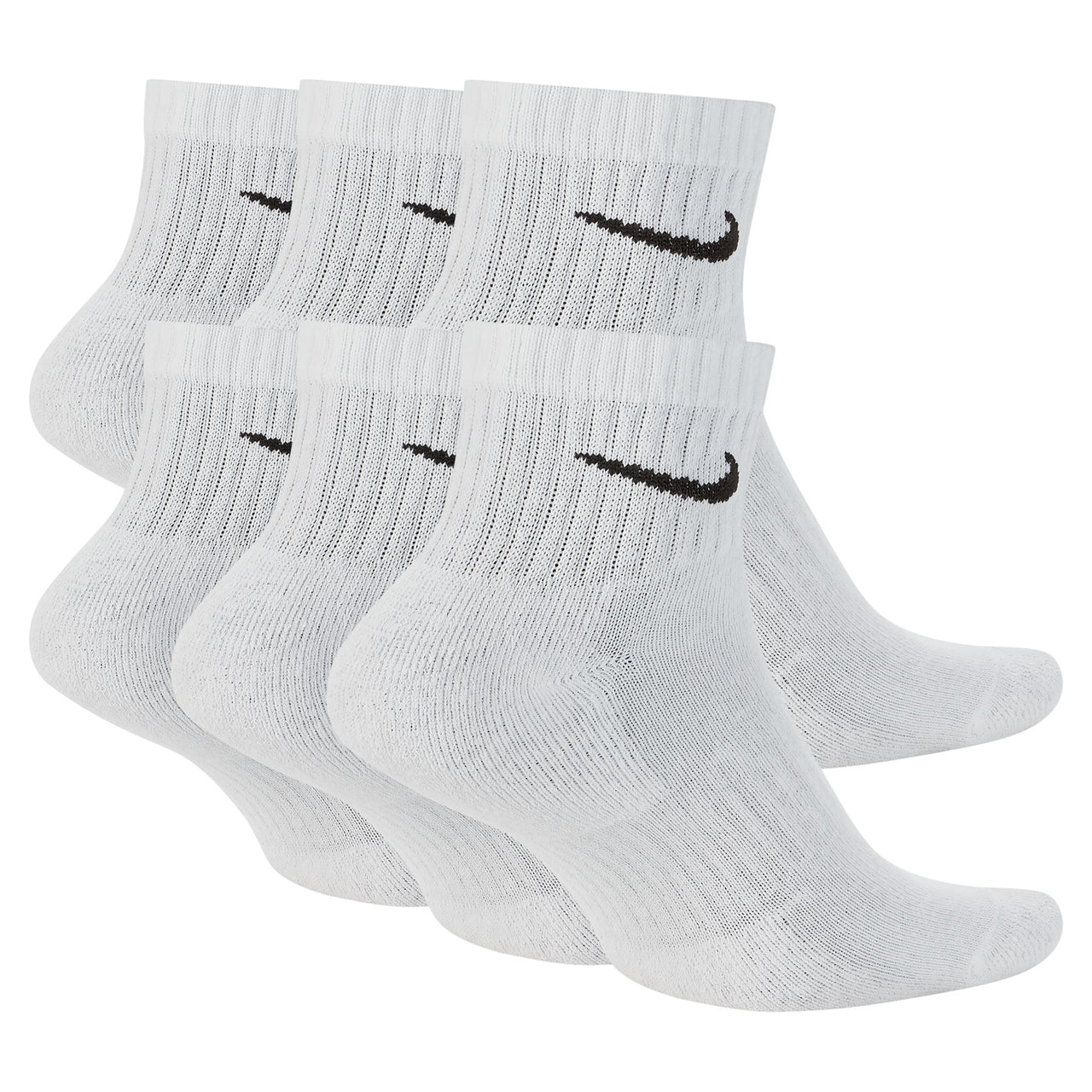 NIKE - EVERYDAY CUSHIONED TRAINING ANKLE SOCKS (6 PAIRS) - WHITE / BLACK