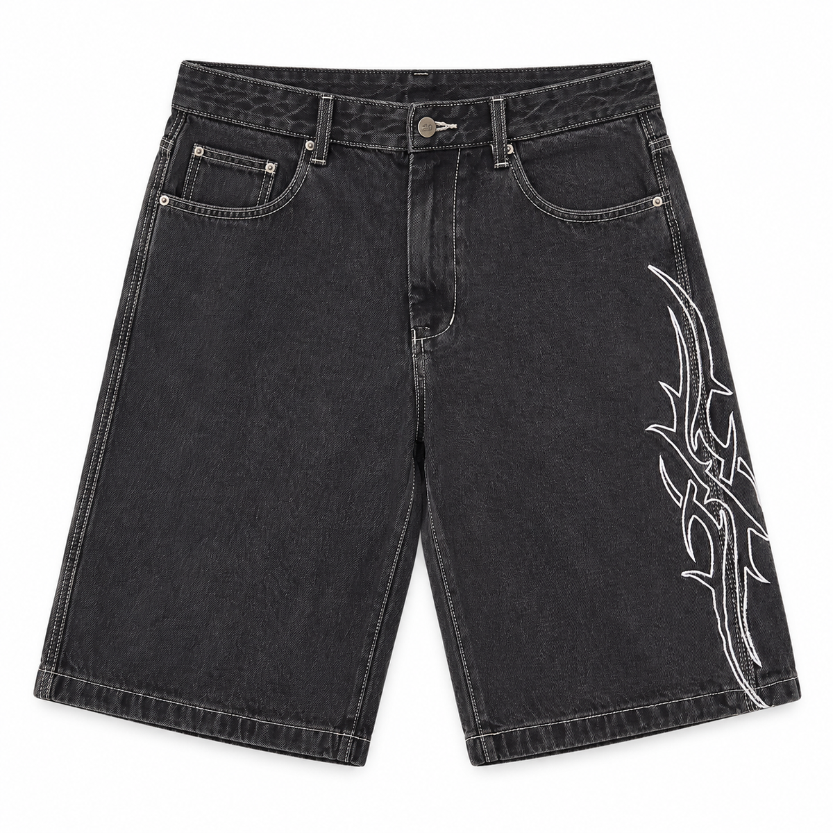 WORSHIP - PITTED BIG DAWG JEAN SHORT - USED BLACK