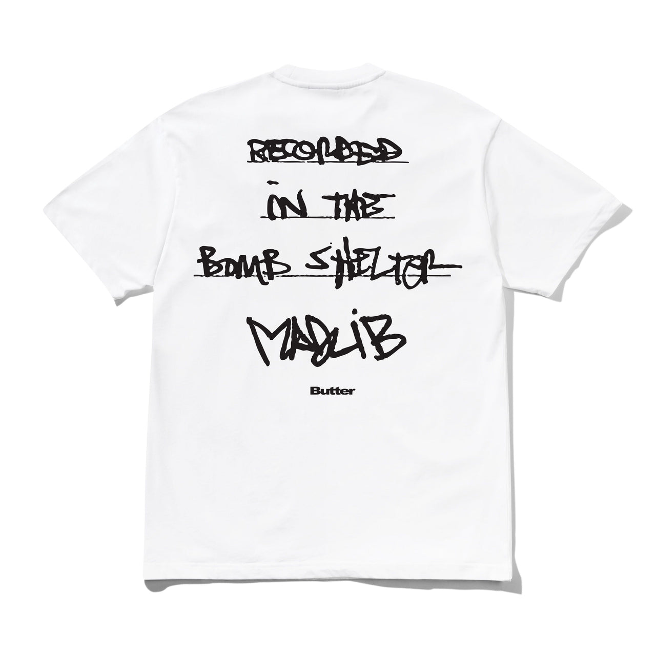 BUTTER GOODS X MADLIB - BOMB SHELTER TEE  - WHITE