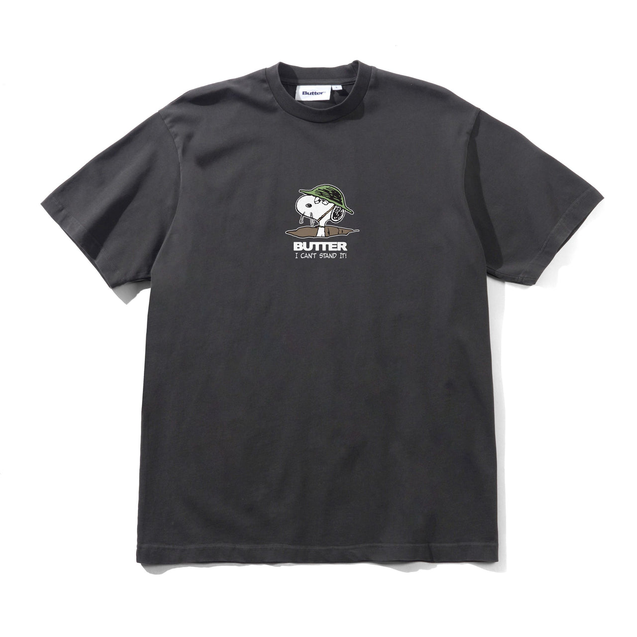 BUTTER GOODS X PEANUTS - CAN'T STAND IT TEE  - WASHED BLACK