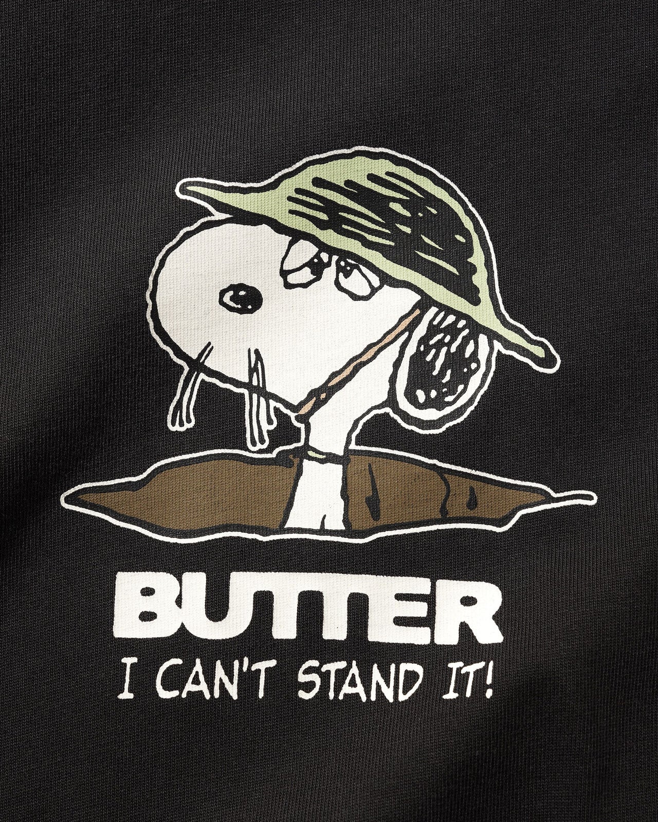 BUTTER GOODS X PEANUTS - CAN'T STAND IT TEE  - WASHED BLACK