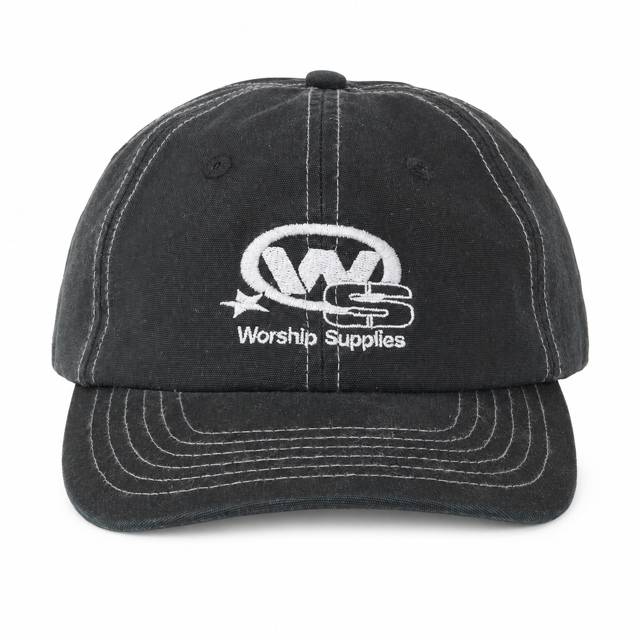WORSHIP - TOPPER 6 PANEL HAT - WASHED BLACK