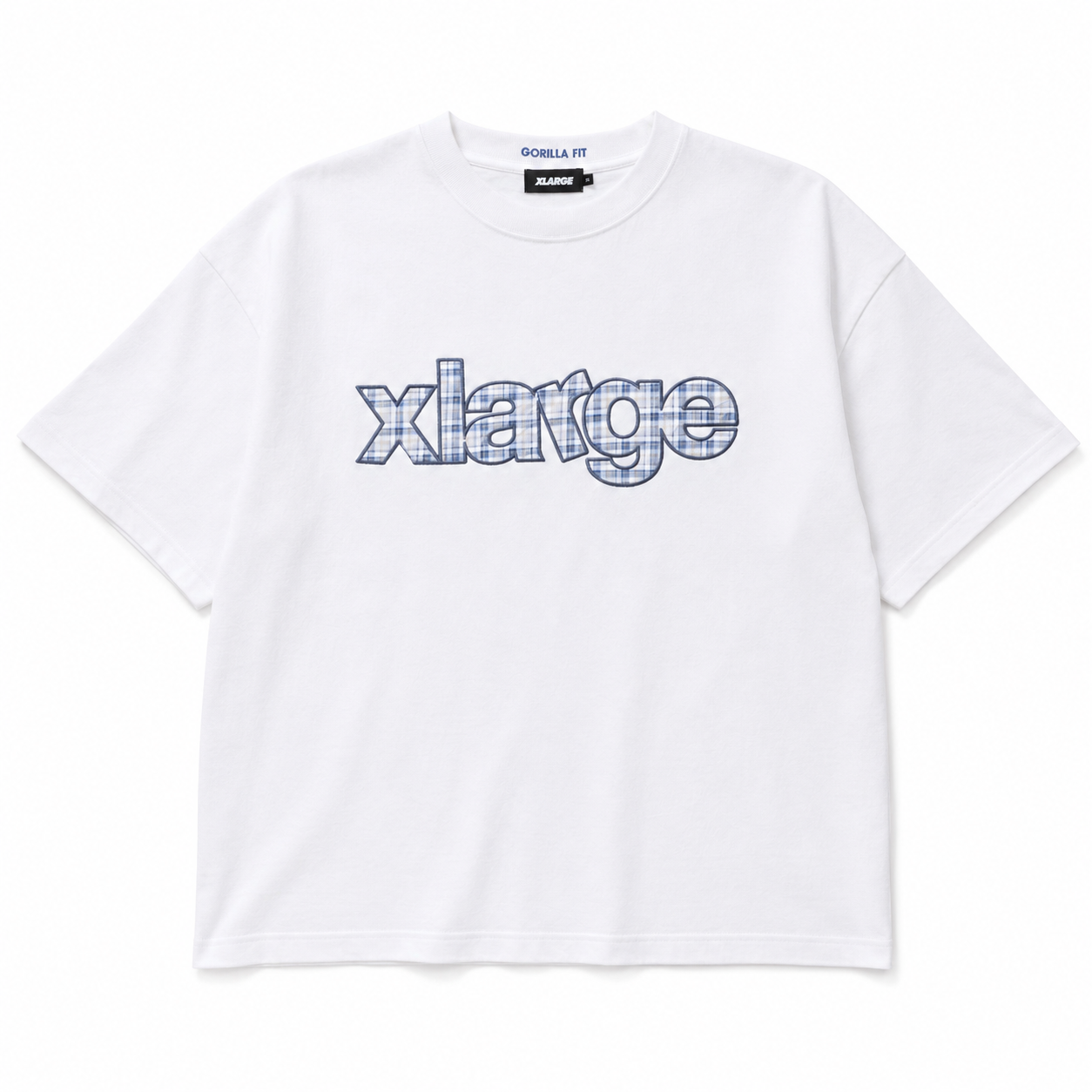 XLARGE - ELI PLAID GORILLA FIT TEE - WHITE