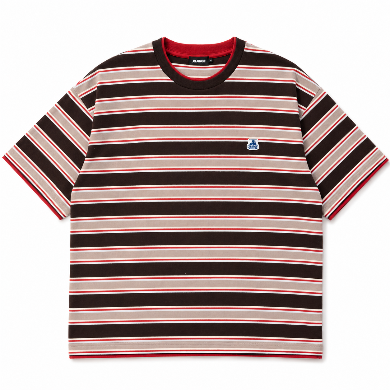 XLARGE - STRIPE LAYERED GORILLA FIT TEE - BRICK