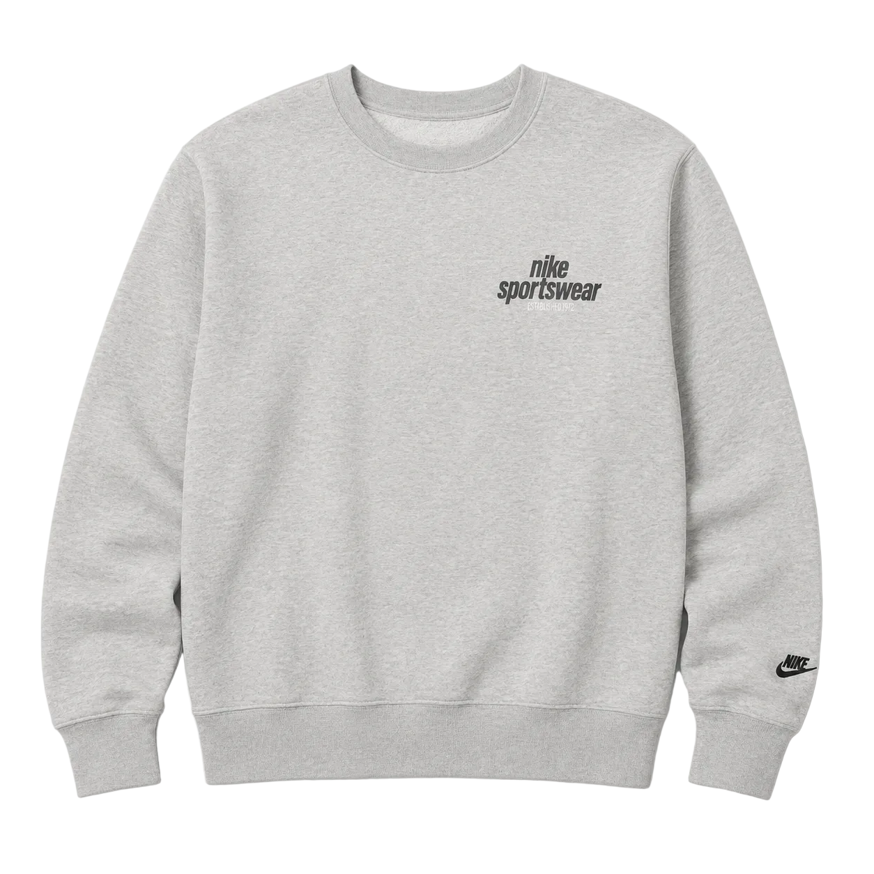 NIKE - CLUB SPORTSWEAR FLEECE CREW - DARK GREY HEATHER / BLACK