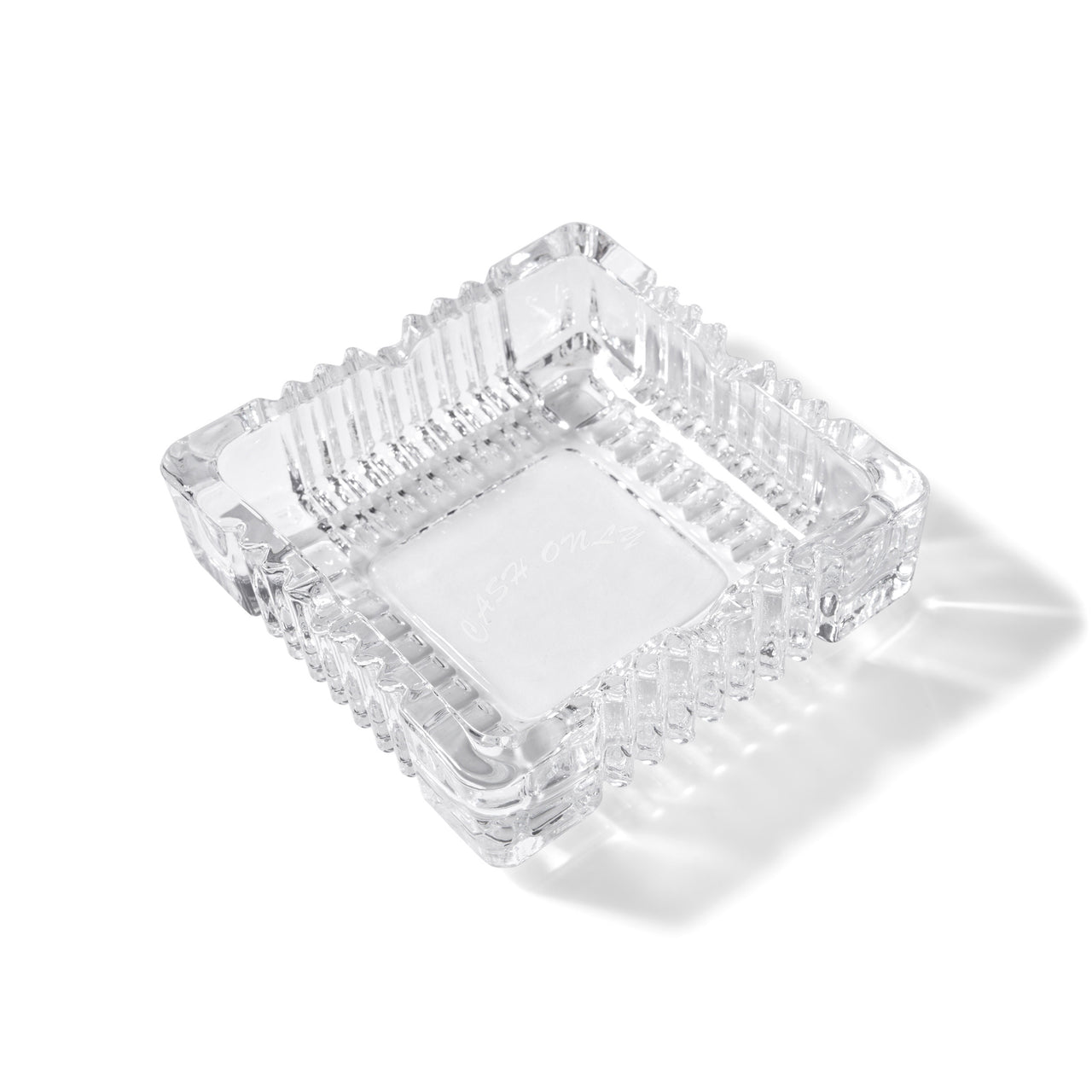 CASH ONLY - CRYSTAL ASHTRAY - CLEAR