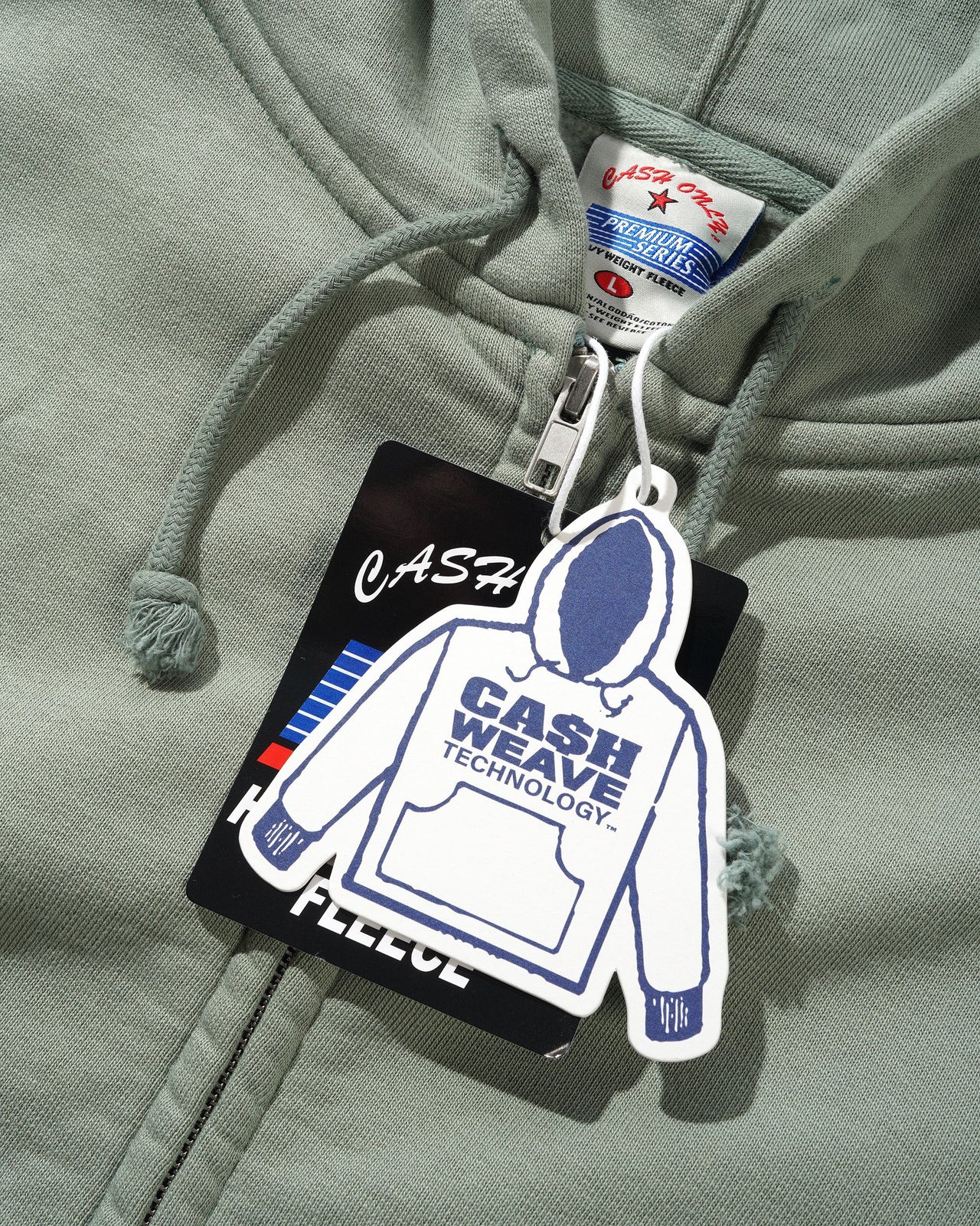 CASH ONLY - HEAVY-WEIGHT ZIP-THRU HOOD - DULL SAGE