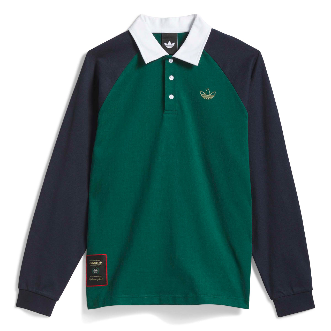 ADIDAS - TYSHAWN RUGBY SHIRT - COLLEGIATE GREEN / LEGEND INK