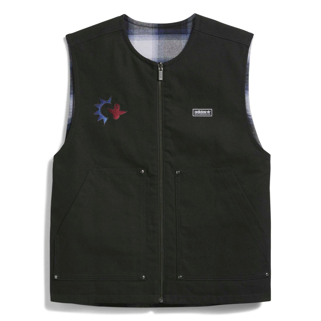 ADIDAS - MARK GONZALES PLAID REVERSIBLE VEST - BLACK