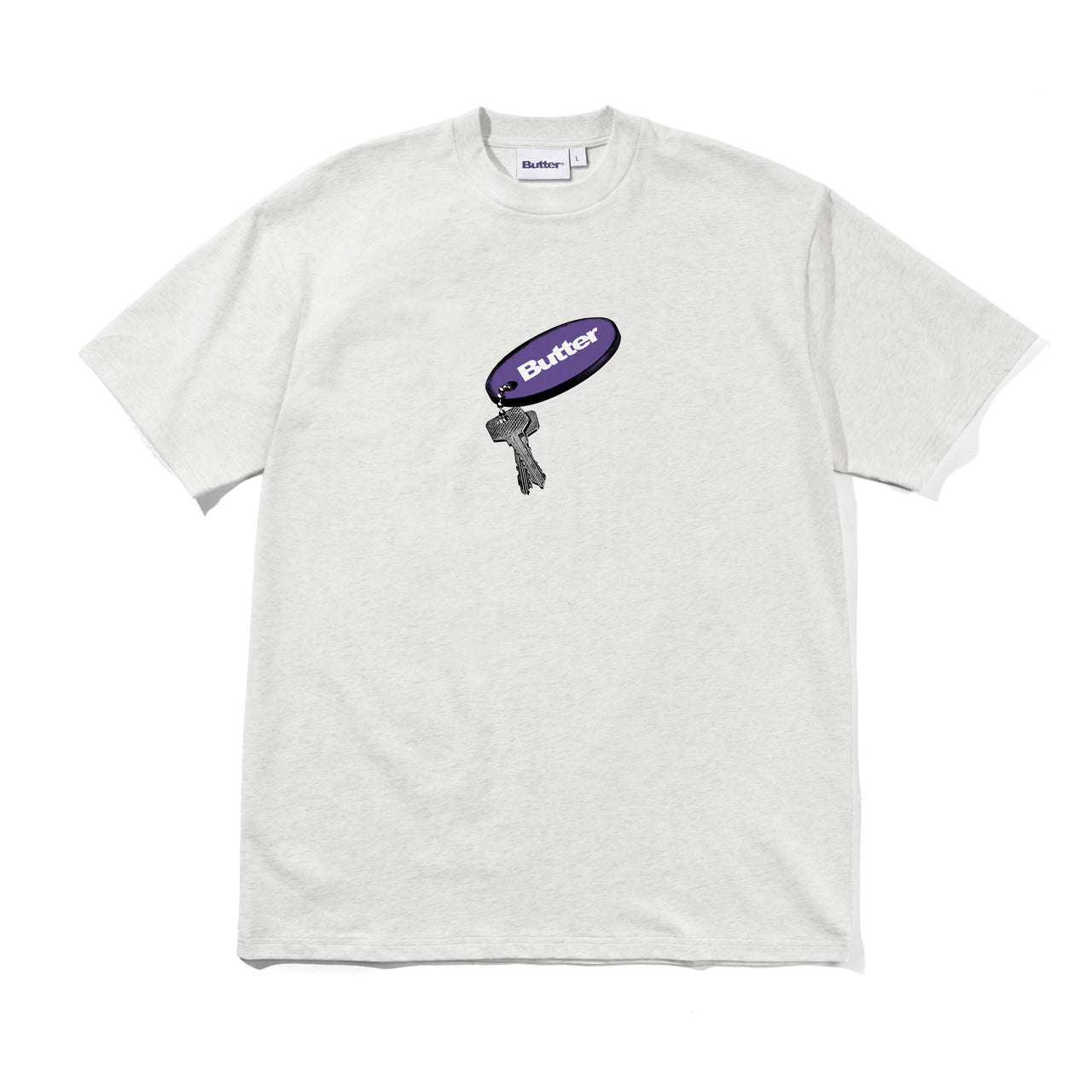BUTTER GOODS - KEY CHAIN TEE  - ASH