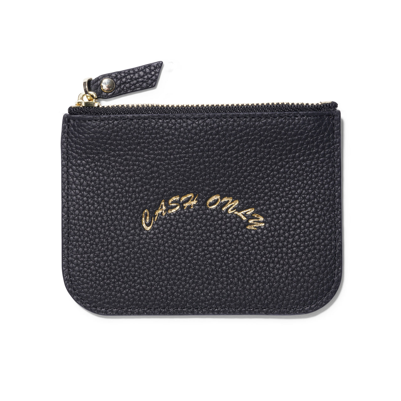 CASH ONLY - LEATHER ZIP WALLET - BLACK