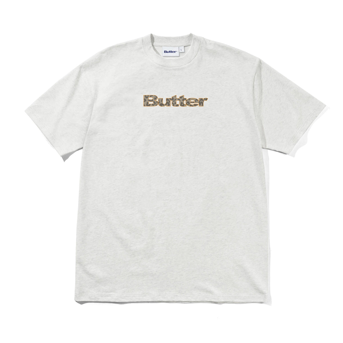 BUTTER GOODS - LEOPARD PRINT LOGO TEE - ASH