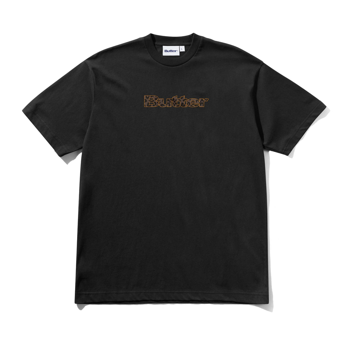 BUTTER GOODS - LEOPARD PRINT LOGO TEE - BLACK