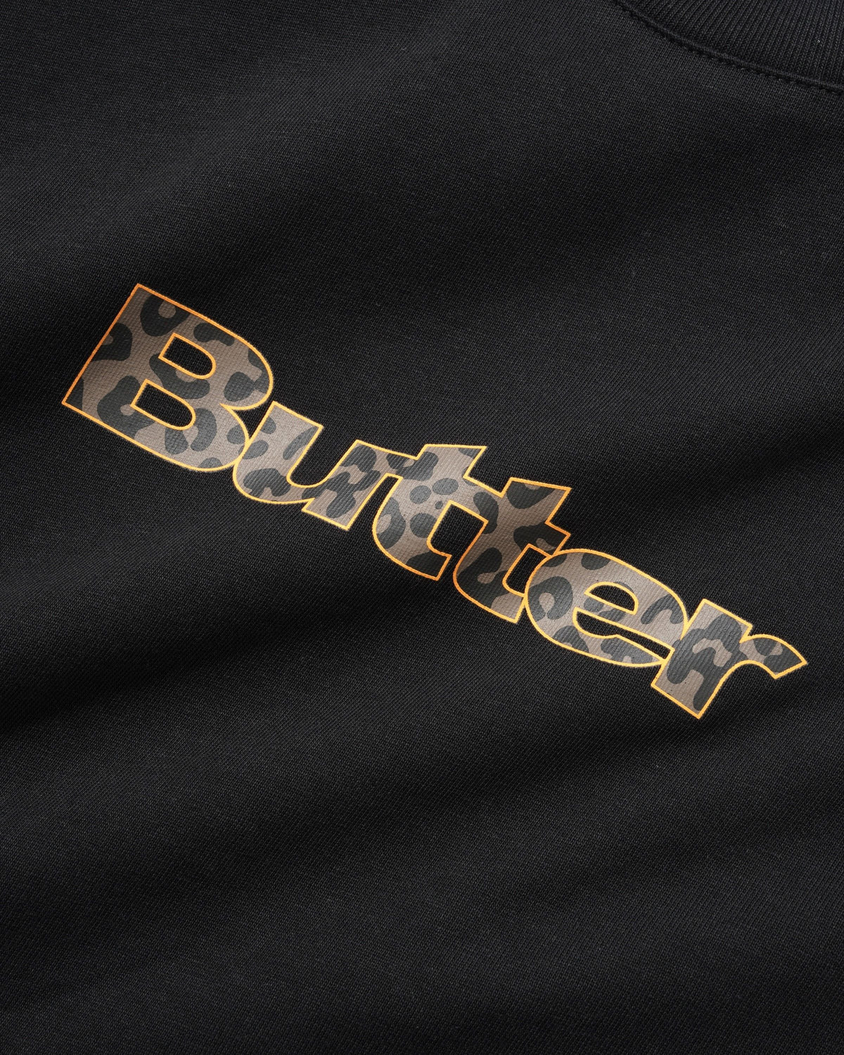 BUTTER GOODS - LEOPARD PRINT LOGO TEE - BLACK