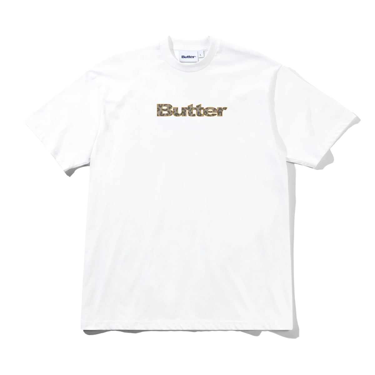 BUTTER GOODS - LEOPARD PRINT LOGO TEE - WHITE