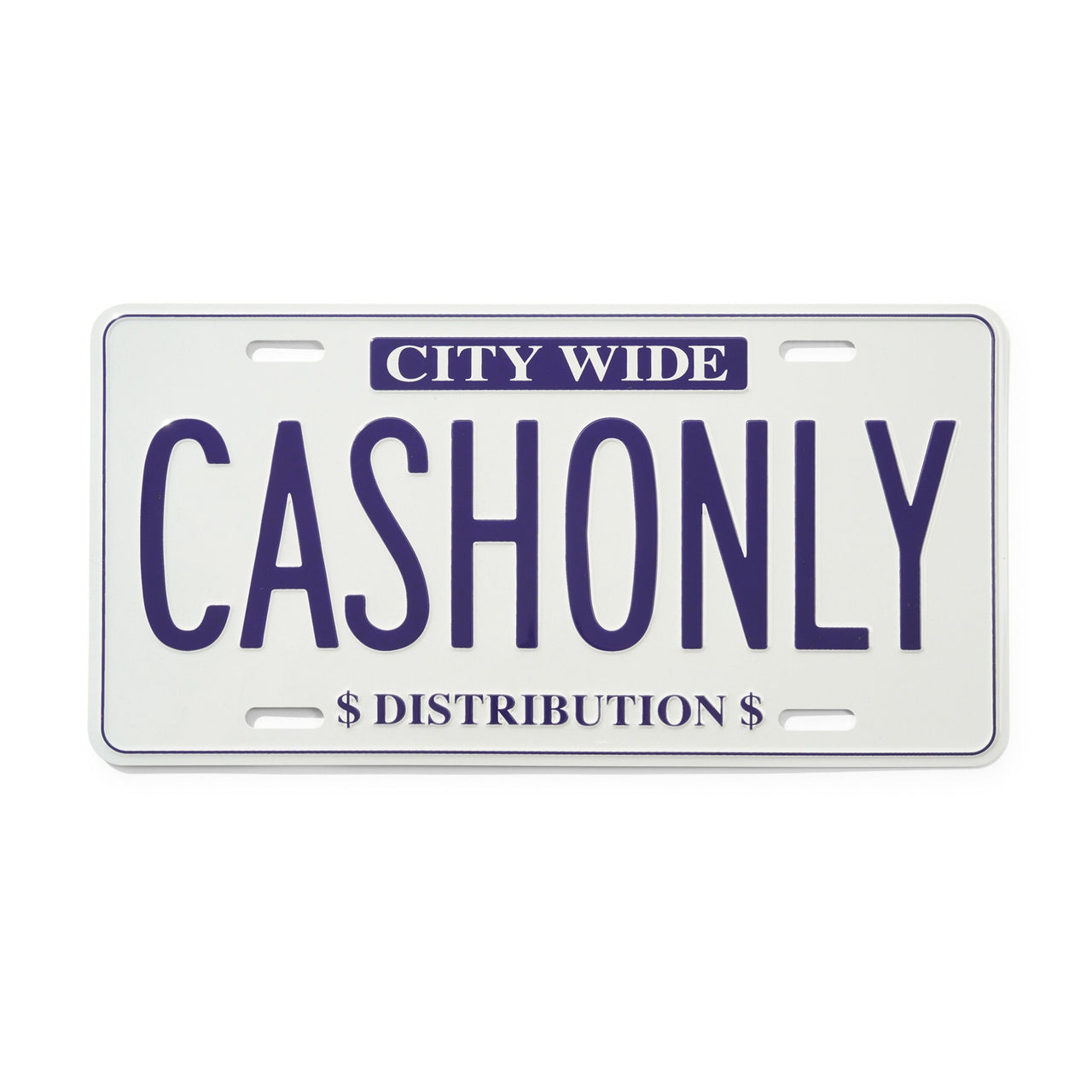 CASH ONLY - LICENSE PLATE - WHITE