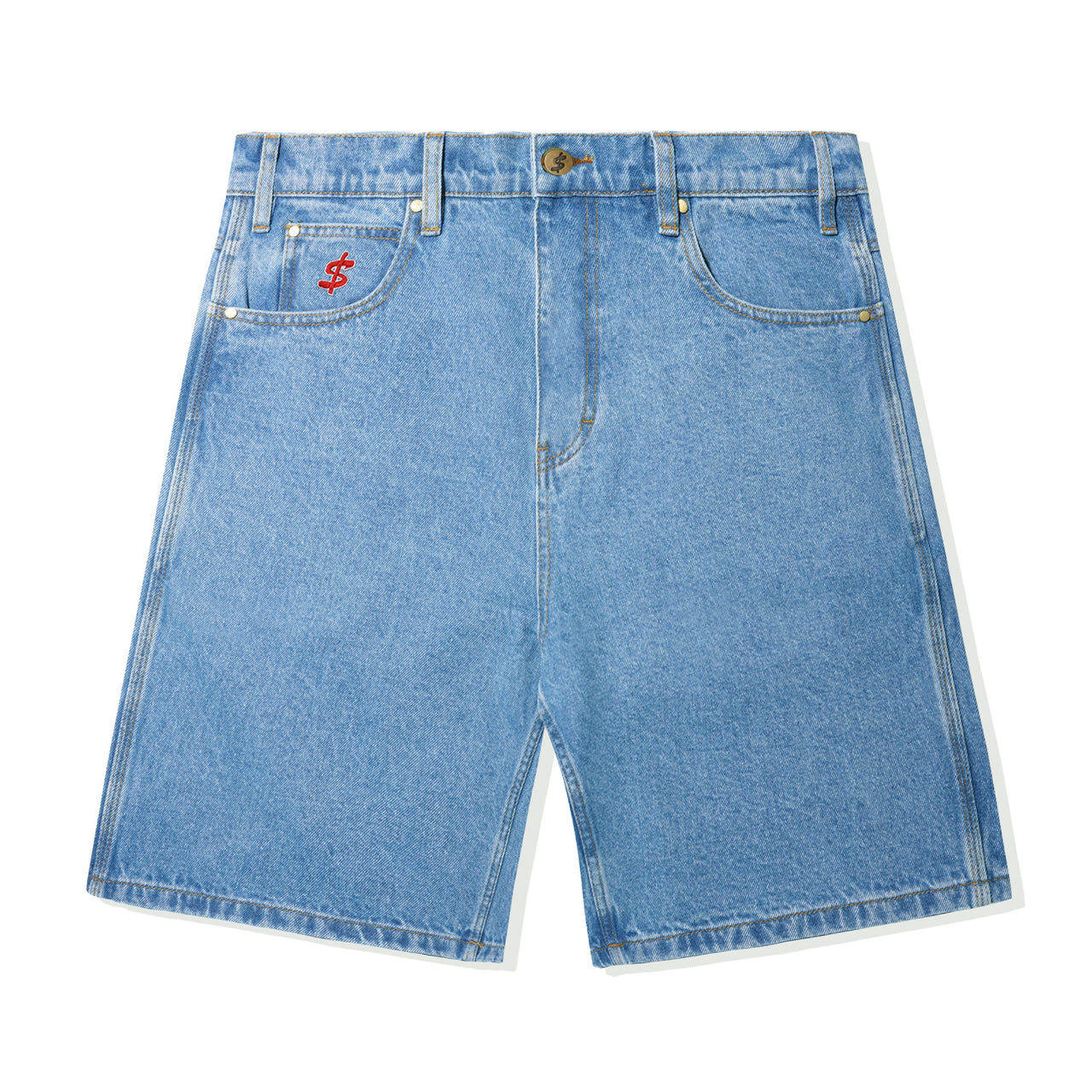 CASH ONLY - LOGO DENIM SHORTS - WASHED INDIGO