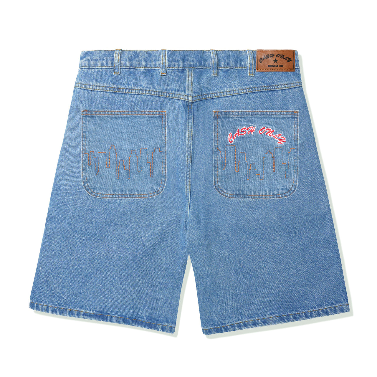 CASH ONLY - LOGO DENIM SHORTS - WASHED INDIGO