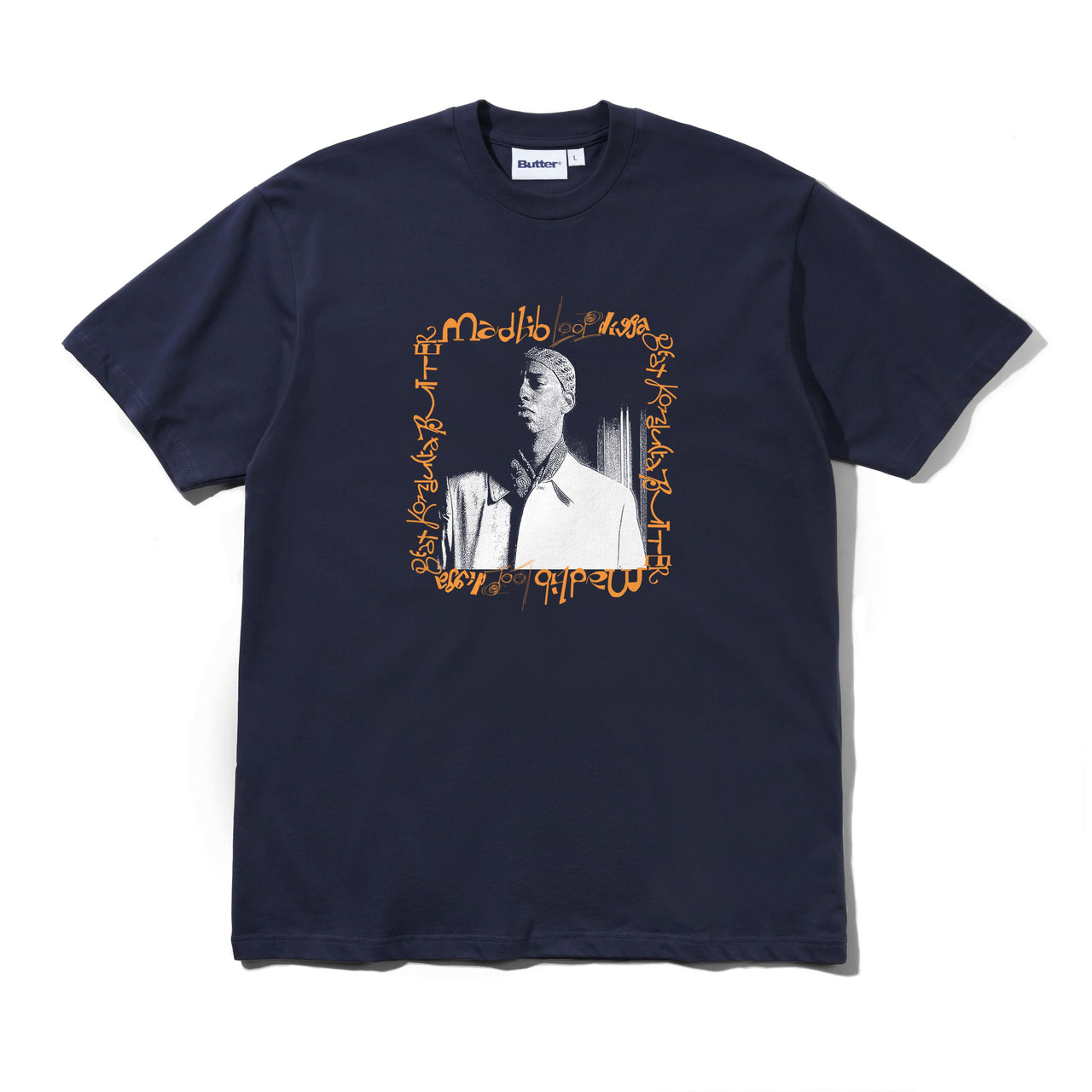 BUTTER GOODS X MADLIB - LOOP DIGGA TEE  - NAVY