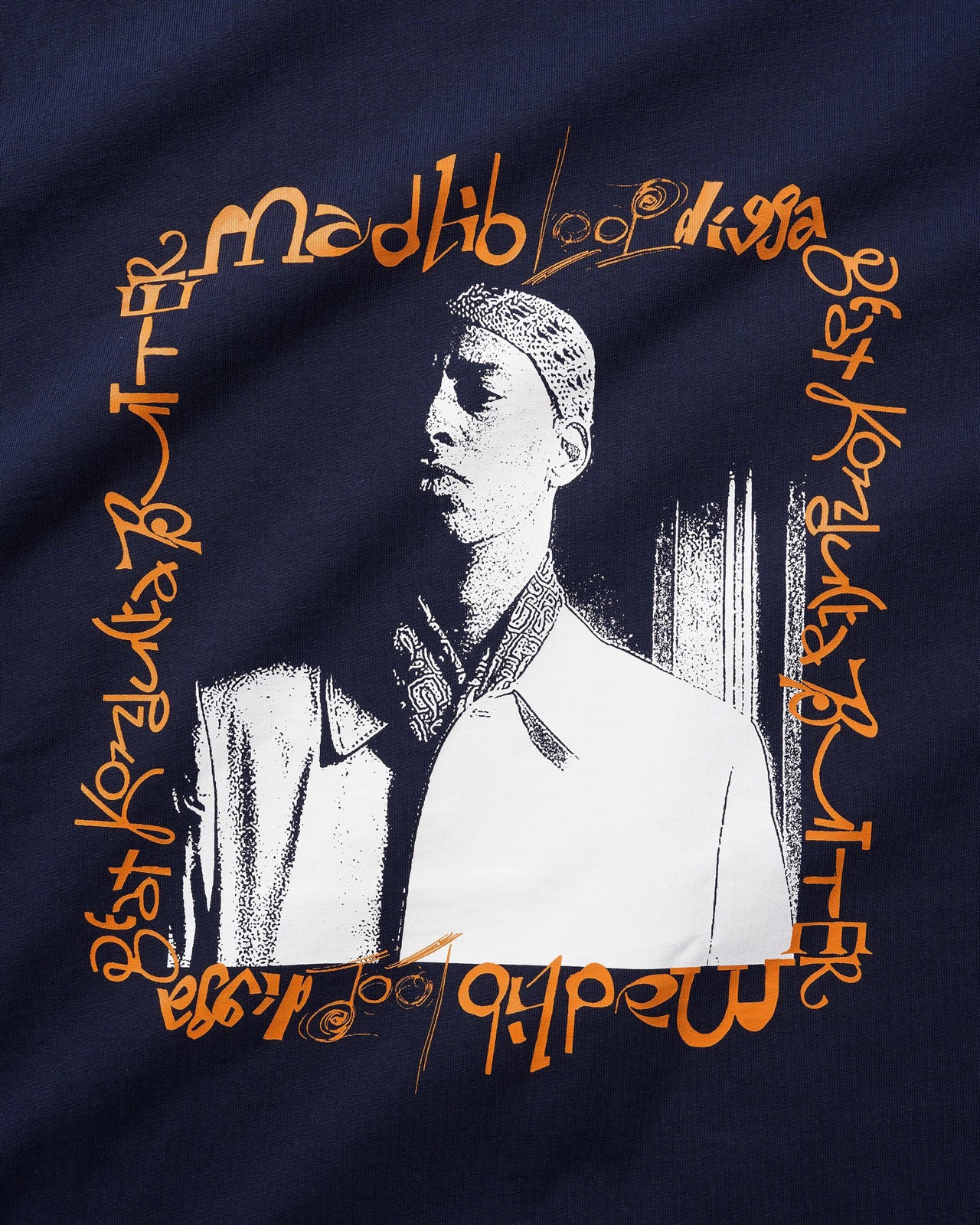 BUTTER GOODS X MADLIB - LOOP DIGGA TEE  - NAVY