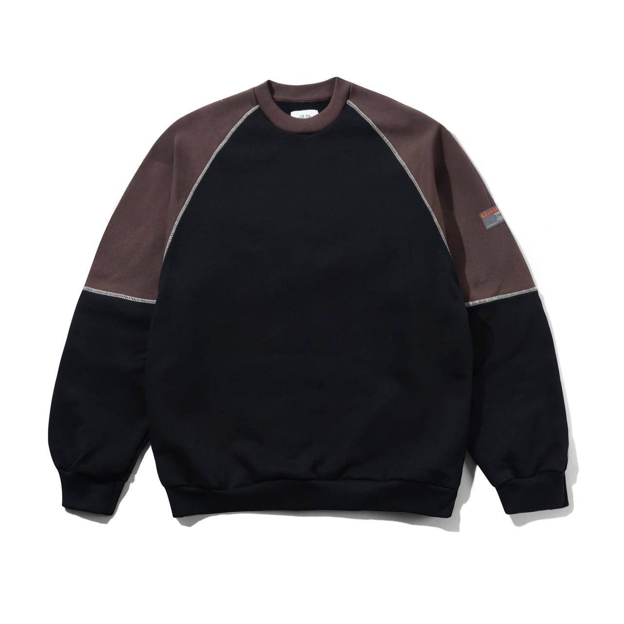 CASH ONLY - MOTION PANEL CREWNECK - BLACK / DARK BROWN