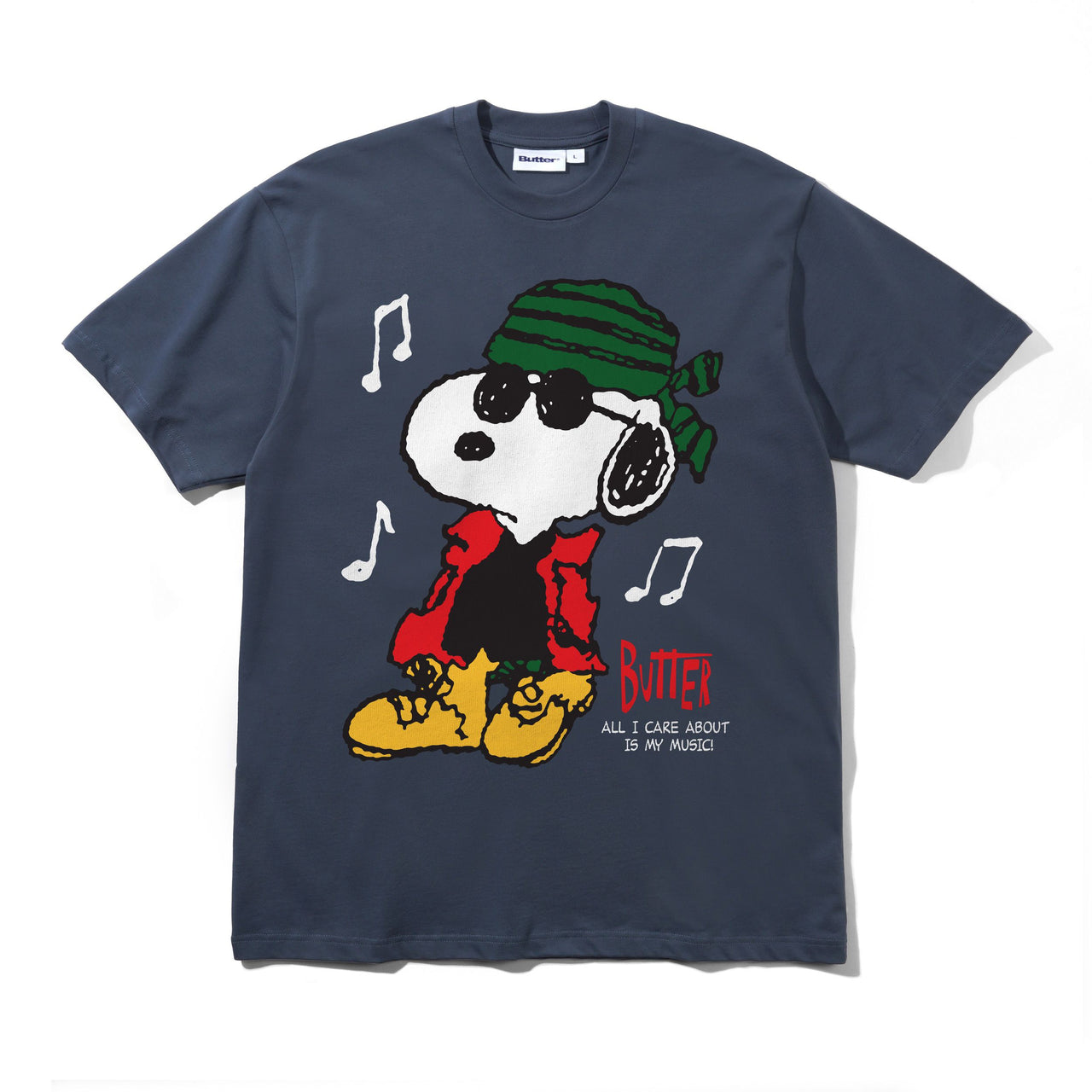 BUTTER GOODS X PEANUTS - MUSIC TEE - SLATE