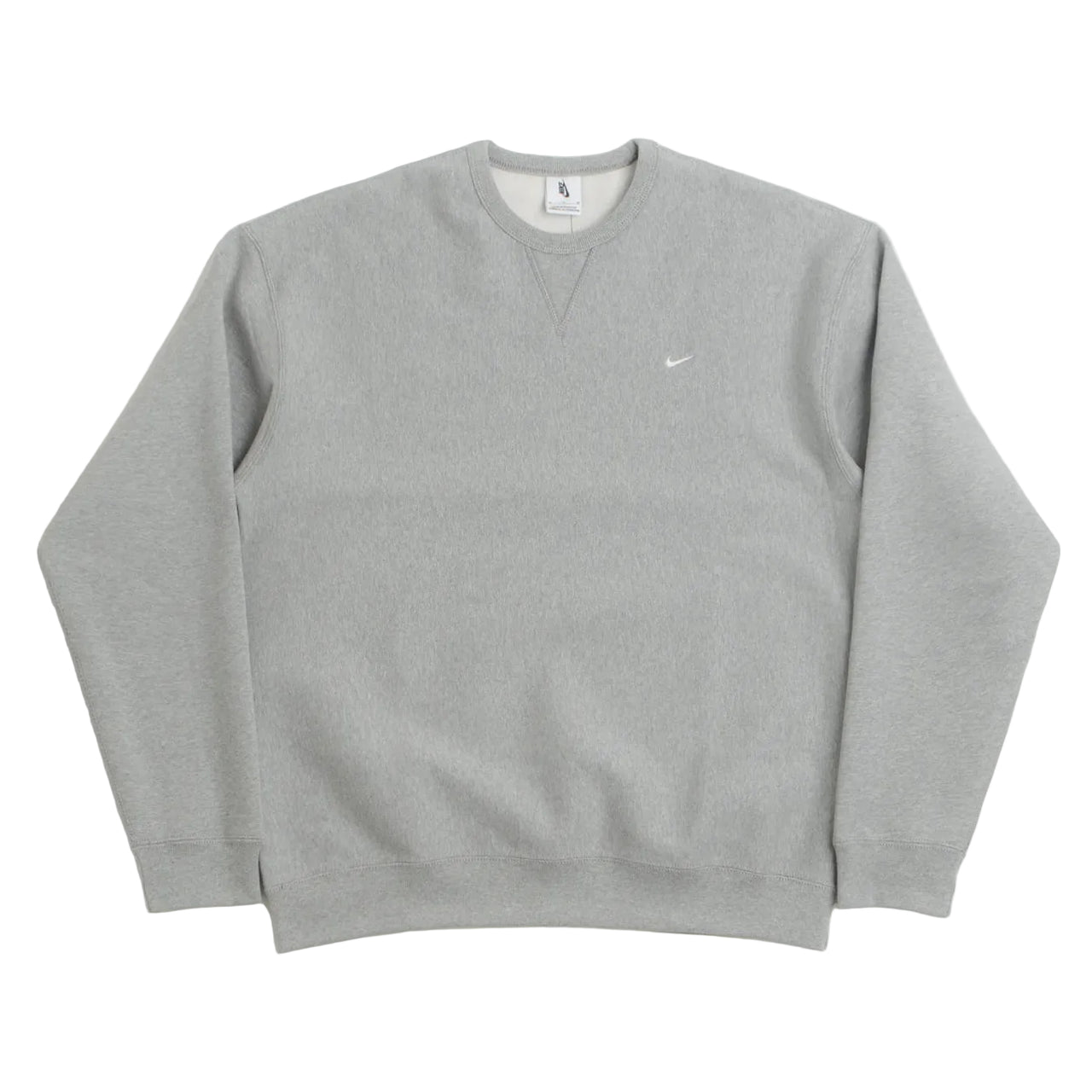 Gray sweatshirt with a small logo on a white background