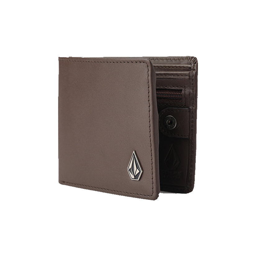 VOLCOM - SINGLE STONE LEATHER WALLET - DARK BROWN