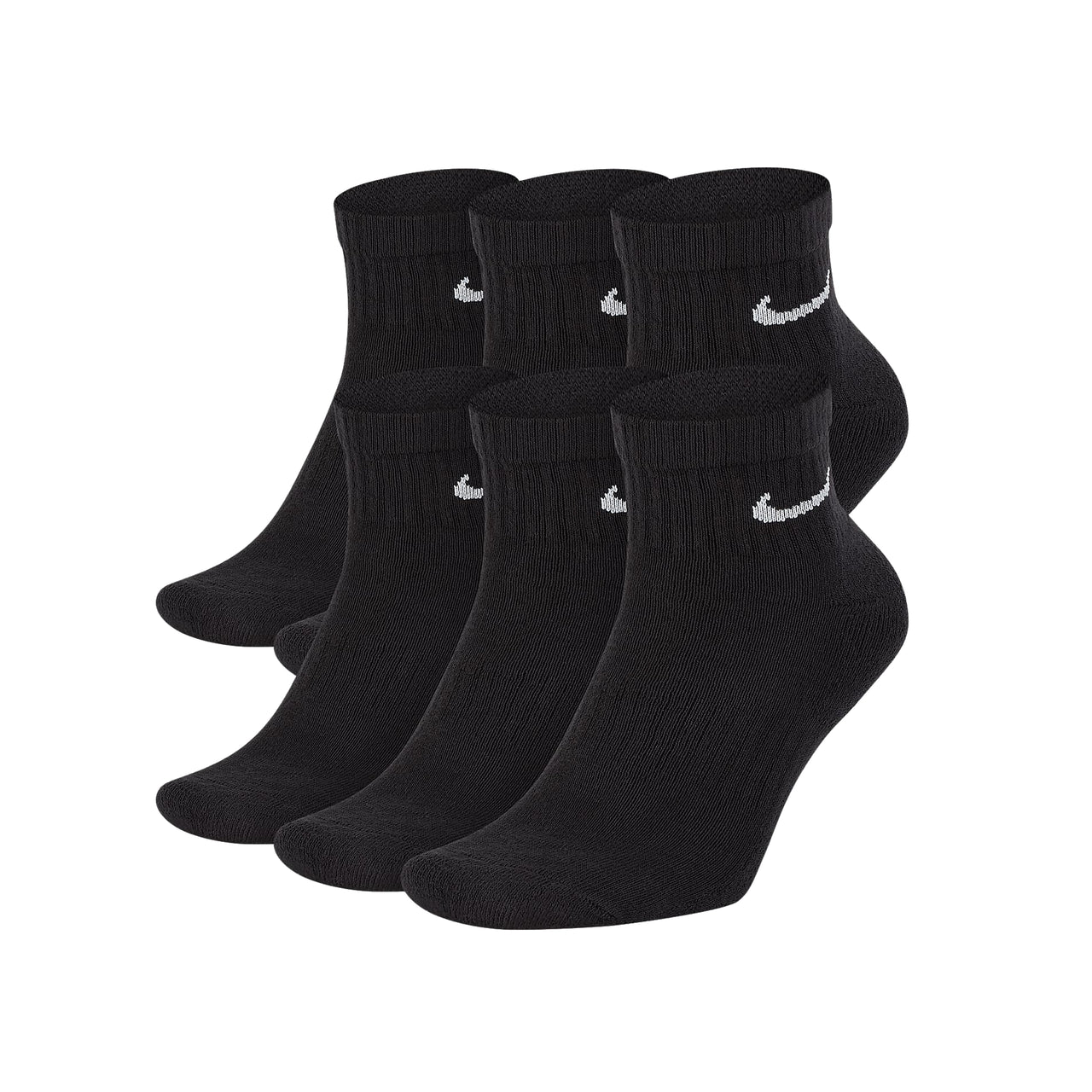 NIKE - EVERYDAY CUSHIONED TRAINING ANKLE SOCKS (6 PAIRS) - BLACK / WHITE