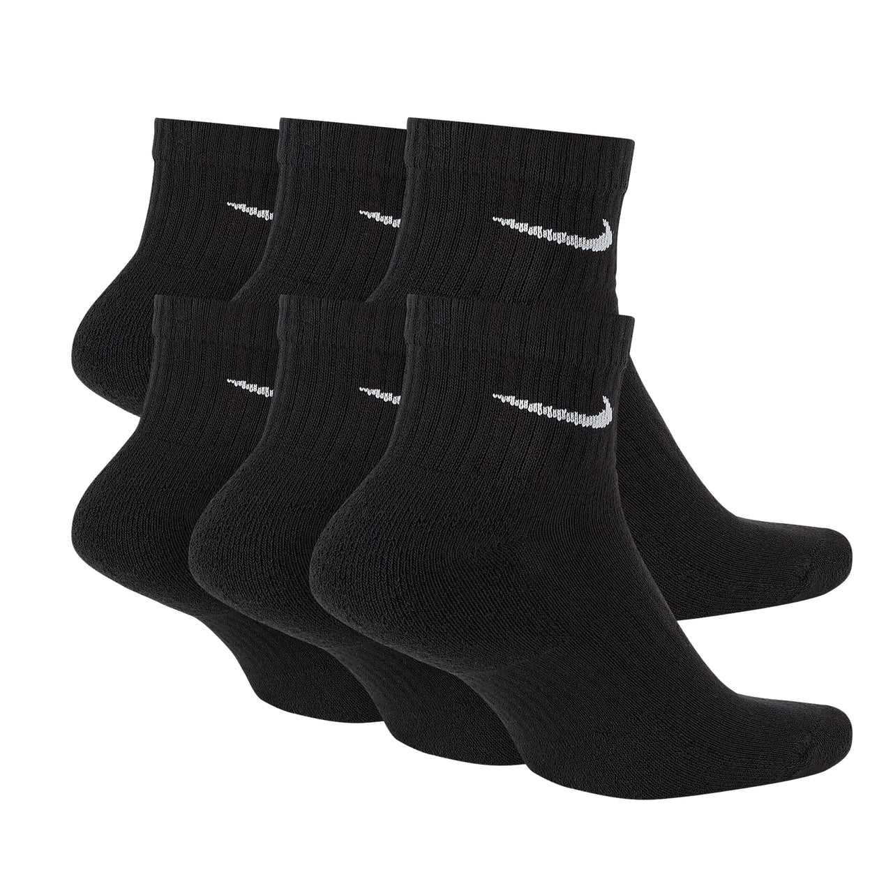 NIKE - EVERYDAY CUSHIONED TRAINING ANKLE SOCKS (6 PAIRS) - BLACK / WHITE