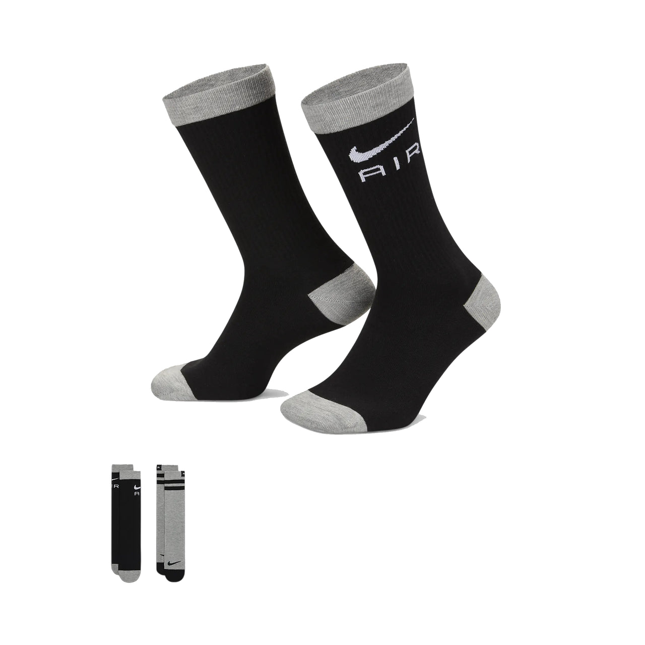 NIKE - EVERYDAY ESSENTIALS CREW SOCKS (2 PAIRS) - BLACK / GREY