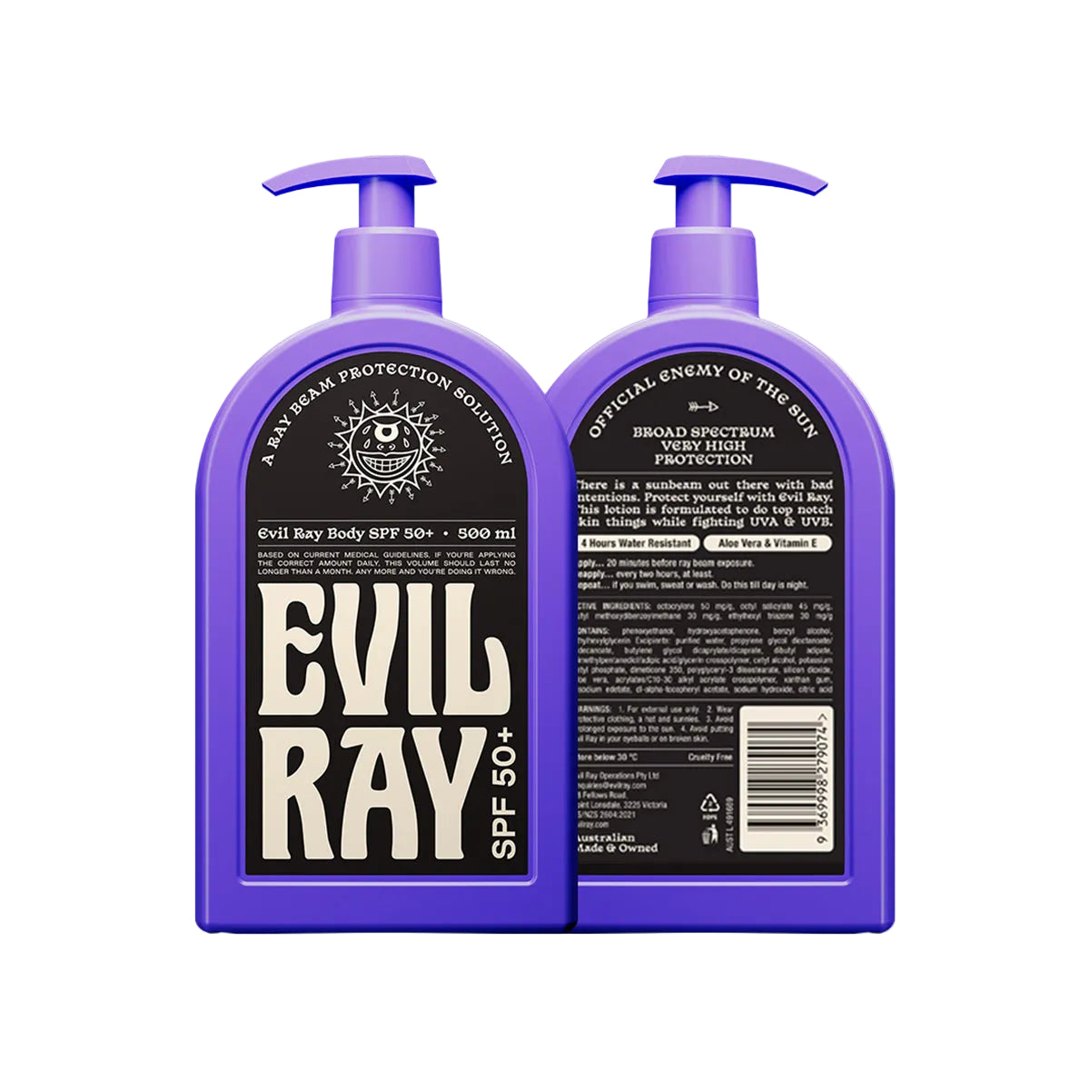 EVIL RAY - SPF50+ BODY SUNSCREEN - 500 ML