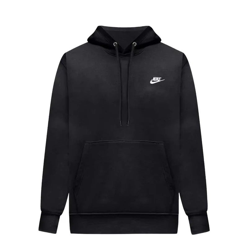 NIKE - CLUB PULLOVER FLEECE HOODIE - BLACK / WHITE