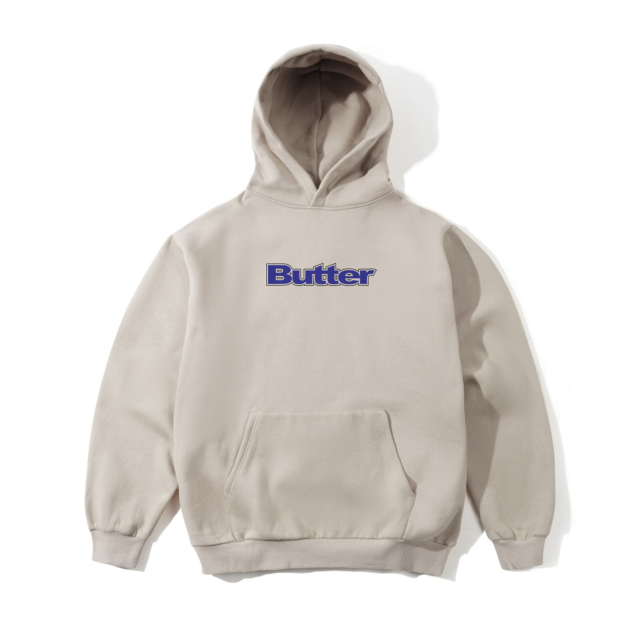 BUTTER GOODS - OUTLINE LOGO PULLOVER HOOD - BONE