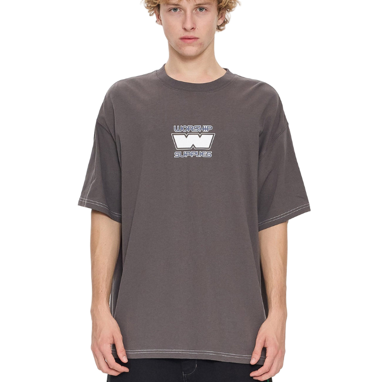 WORSHIP - GRAND PRIX OVERSIZE TEE - WORN BLACK