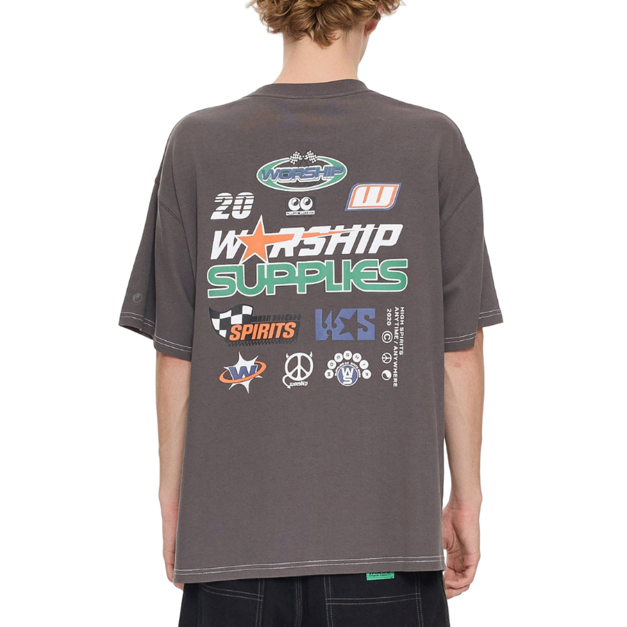 WORSHIP - GRAND PRIX OVERSIZE TEE - WORN BLACK