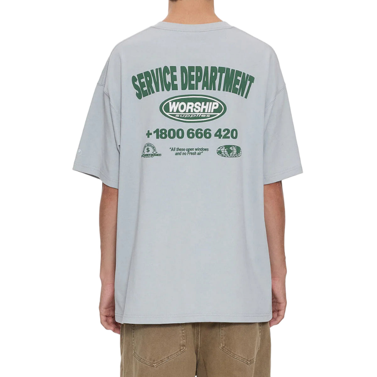 WORSHIP - DEPARTMENT OVERSIZE CROPPED TEE - LUNAR GREY