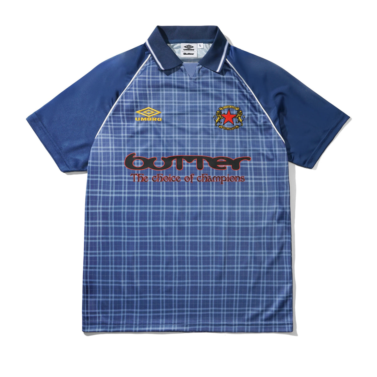 BUTTER GOODS X UMBRO - PLAID JERSEY - NAVY / SLATE