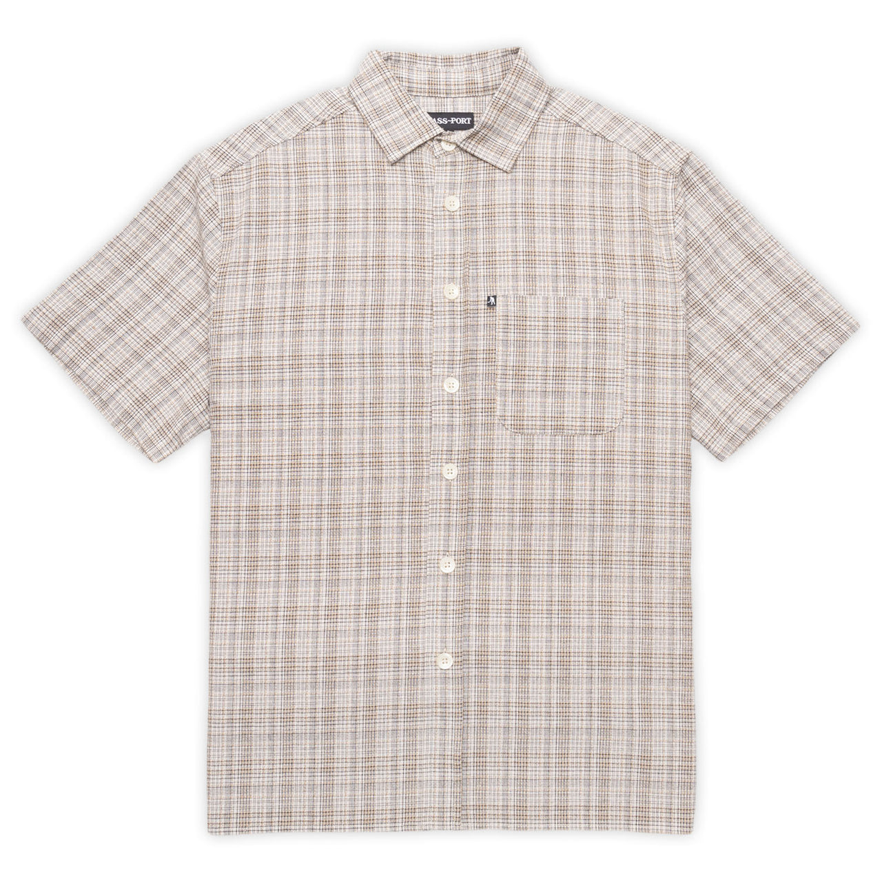 PASS~PORT - WORKERS CHECK SHIRT SHORT SLEEVE - BLACK/BRONZE