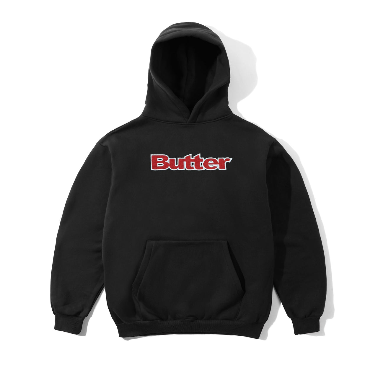 BUTTER GOODS - RIPSTOP LOGO APPLIQUE PULLOVER HOOD - BLACK