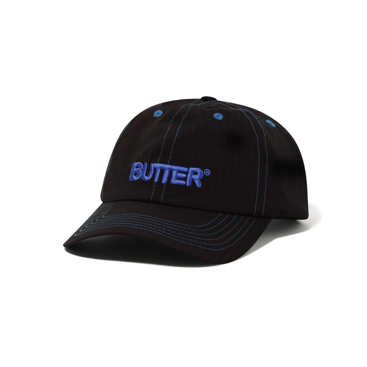 BUTTER GOODS - NYLON ROUNDED LOGO 6 PANEL CAP - BLACK